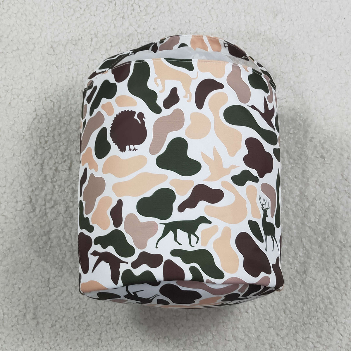 Embroidery Rabbits Baby Kids Khaki Brown Camo Easter Bucket Baskets Bags