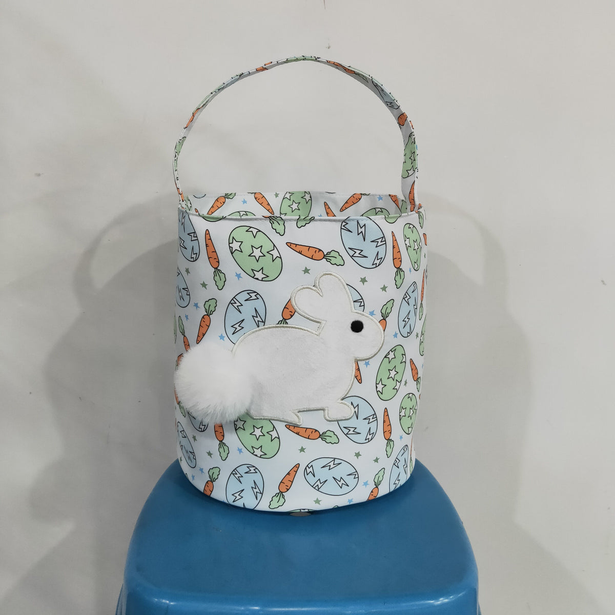 Embroidery Rabbits Baby Kids Carrots Eggs  Easter Bucket Baskets Bags