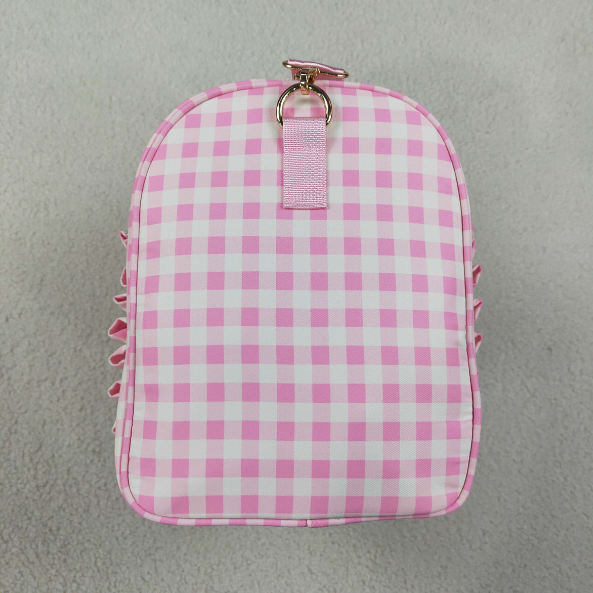 Adult Women Pink Checked Print Zipper Gym Bags