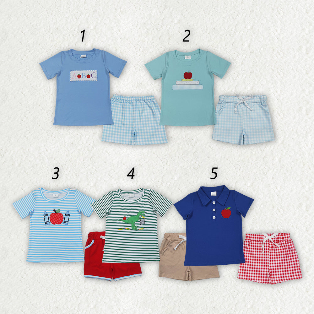 Sibling Embroidery Baby Boys Top Shorts Back To School Clothes Sets