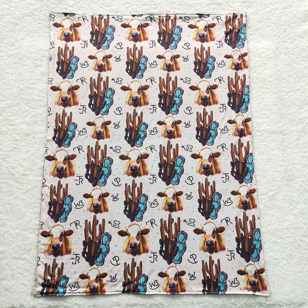 USA Shop Baby Kids Western Cactus Cow Minky Blankets