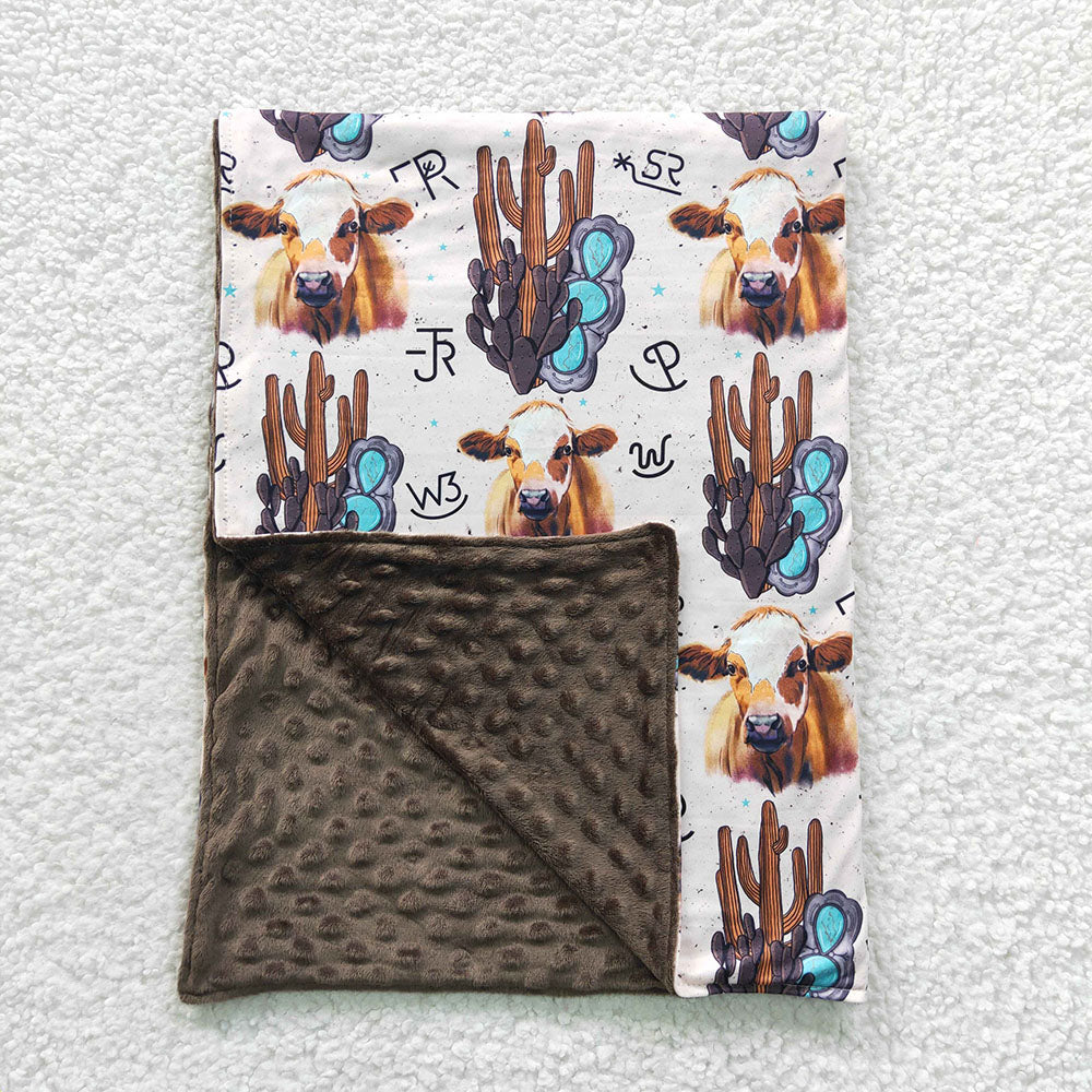 USA Shop Baby Kids Western Cactus Cow Minky Blankets