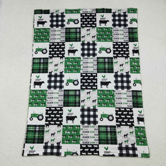 Baby Kids Green Chicks Bows Farm Western blankets