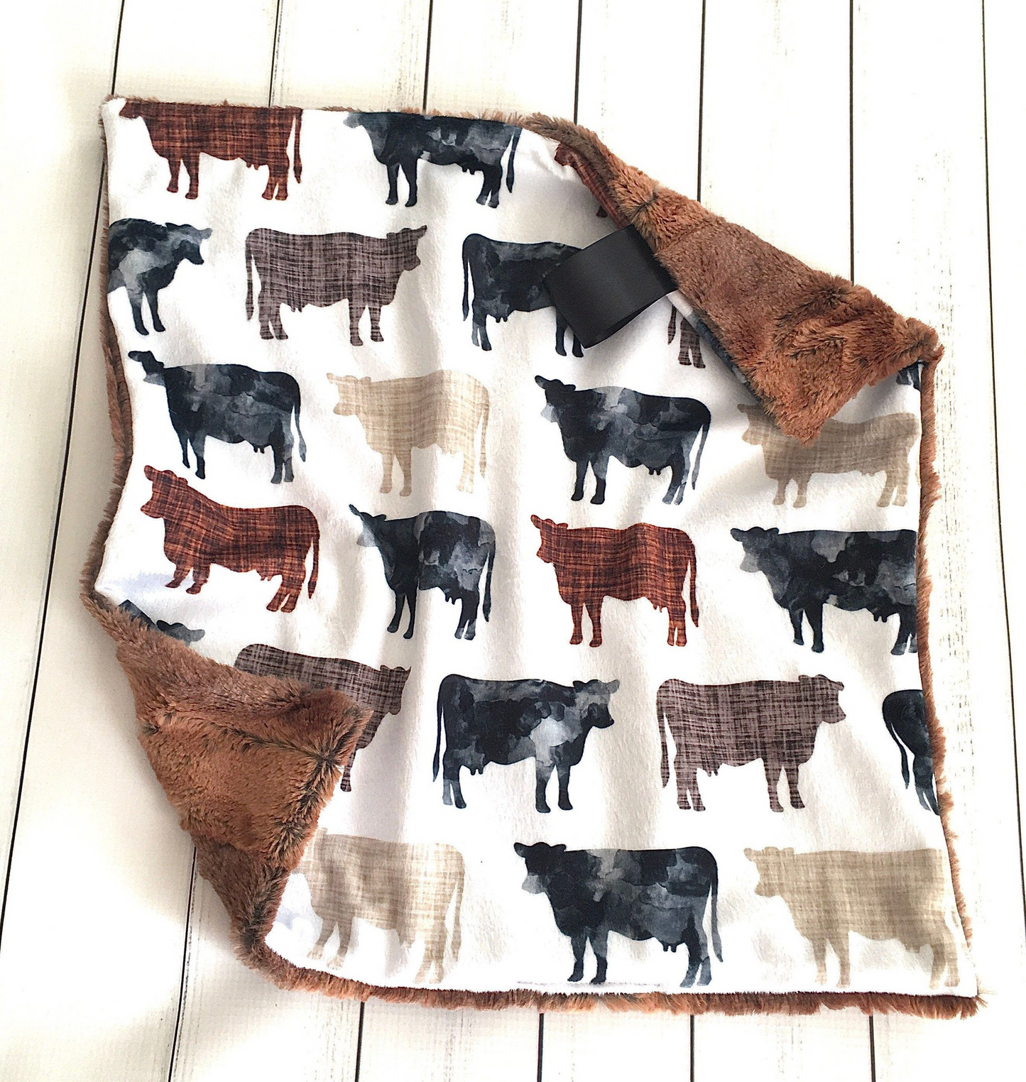 Baby Kids Cow Brown Minky blankets preorder