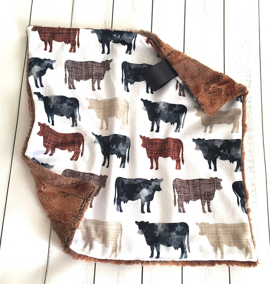 Baby Kids Cow Brown Minky blankets preorder