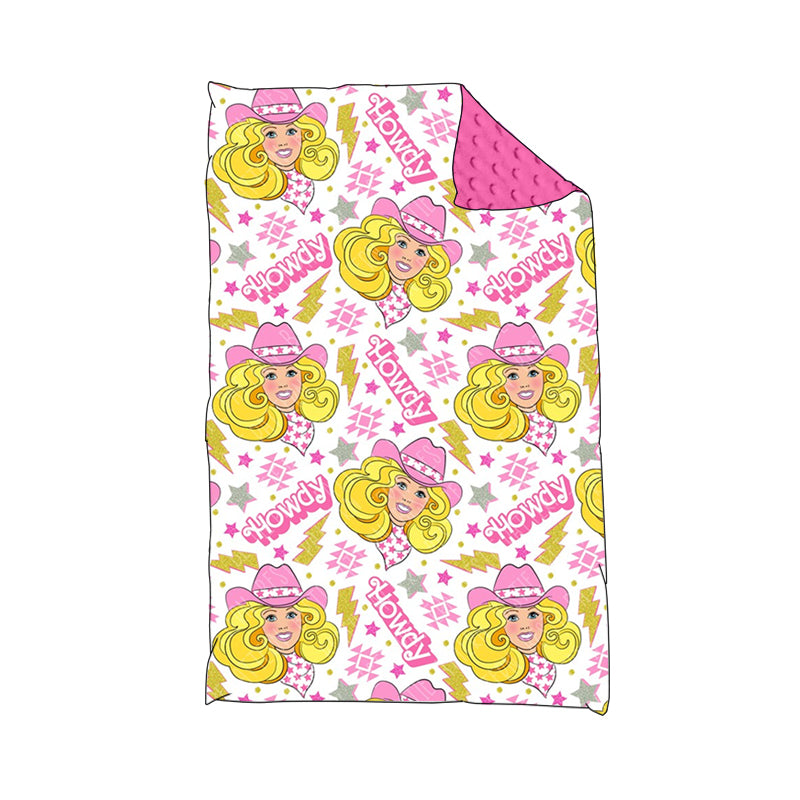 Baby Girls Howdy Western Doll Pink Minky blankets preorder