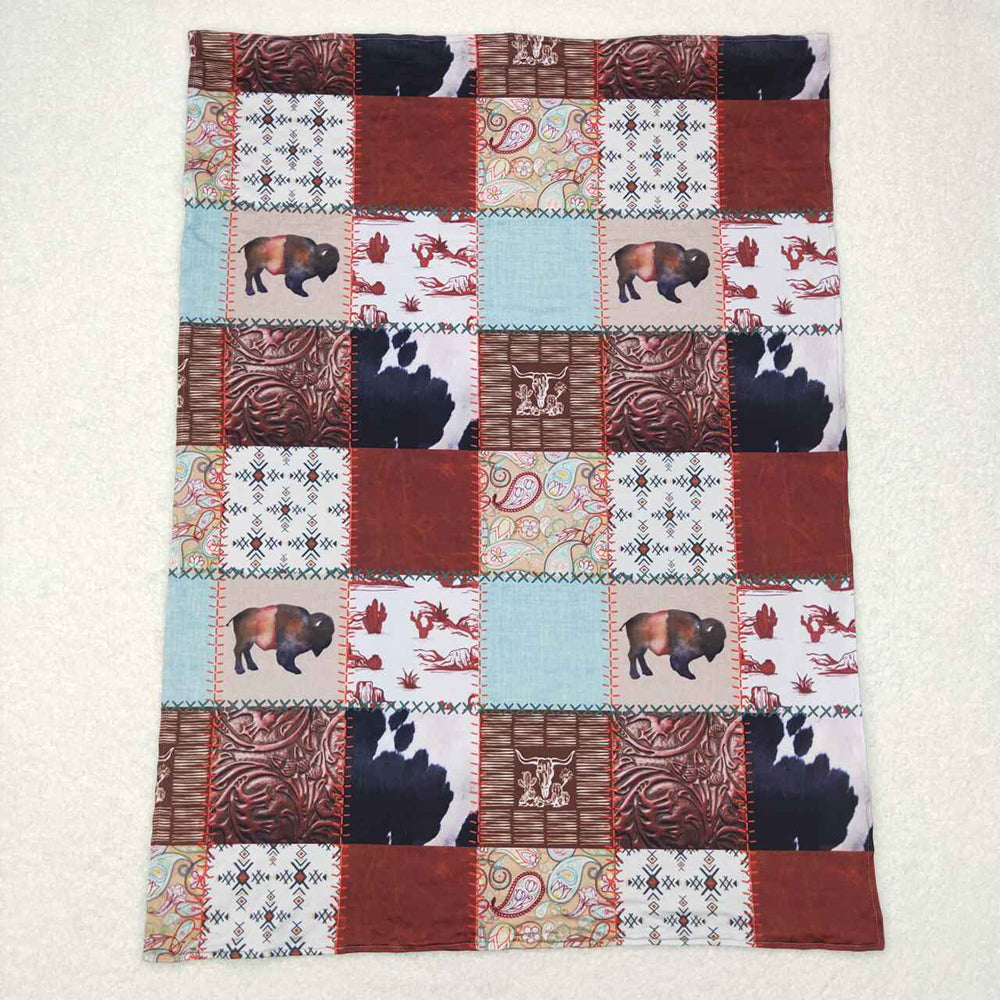 USA Shop Baby Kids Cows Western Minky Blankets