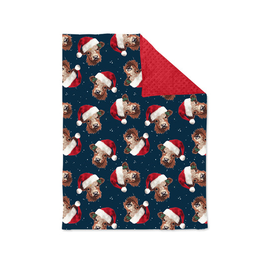 Baby Kids Christmas Western Highland Cow Hats Minky Blankets preorder