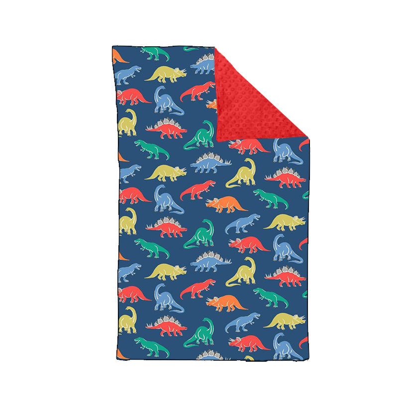 Baby Boys Red Green Dinosaurs Minky Blankets preorder