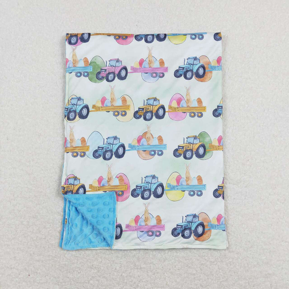 Sibling Baby Boys Easter Tractor Eggs Rompers Blankets Outfits Suits