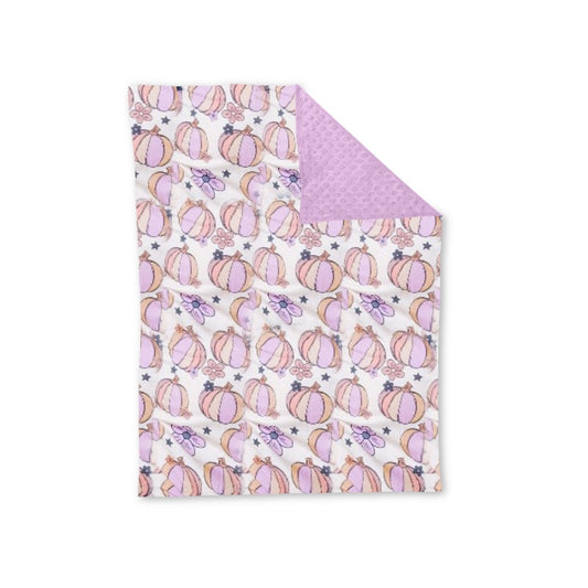 Baby Toddler Girls Pumpkin Flowers Lavender Minky Blankets preorder