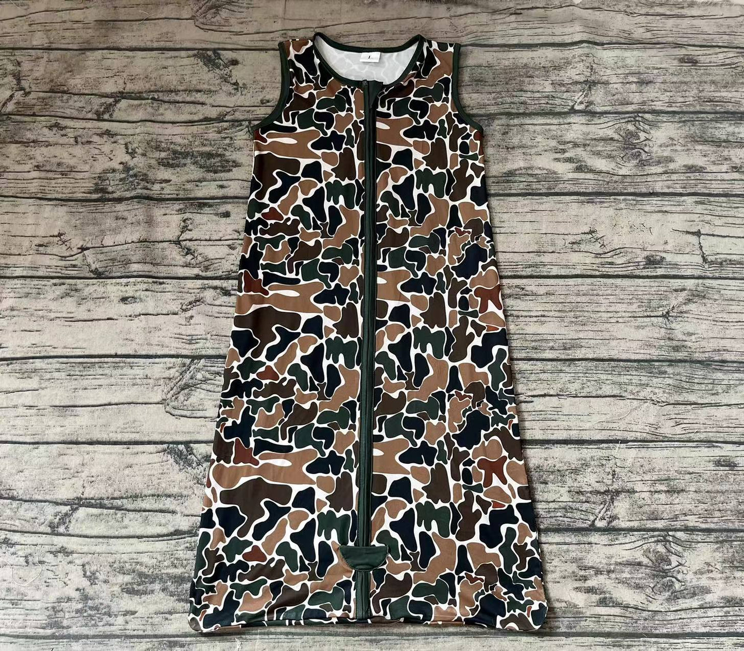 Baby Newborn Fall Camo Brown Zip Gowns