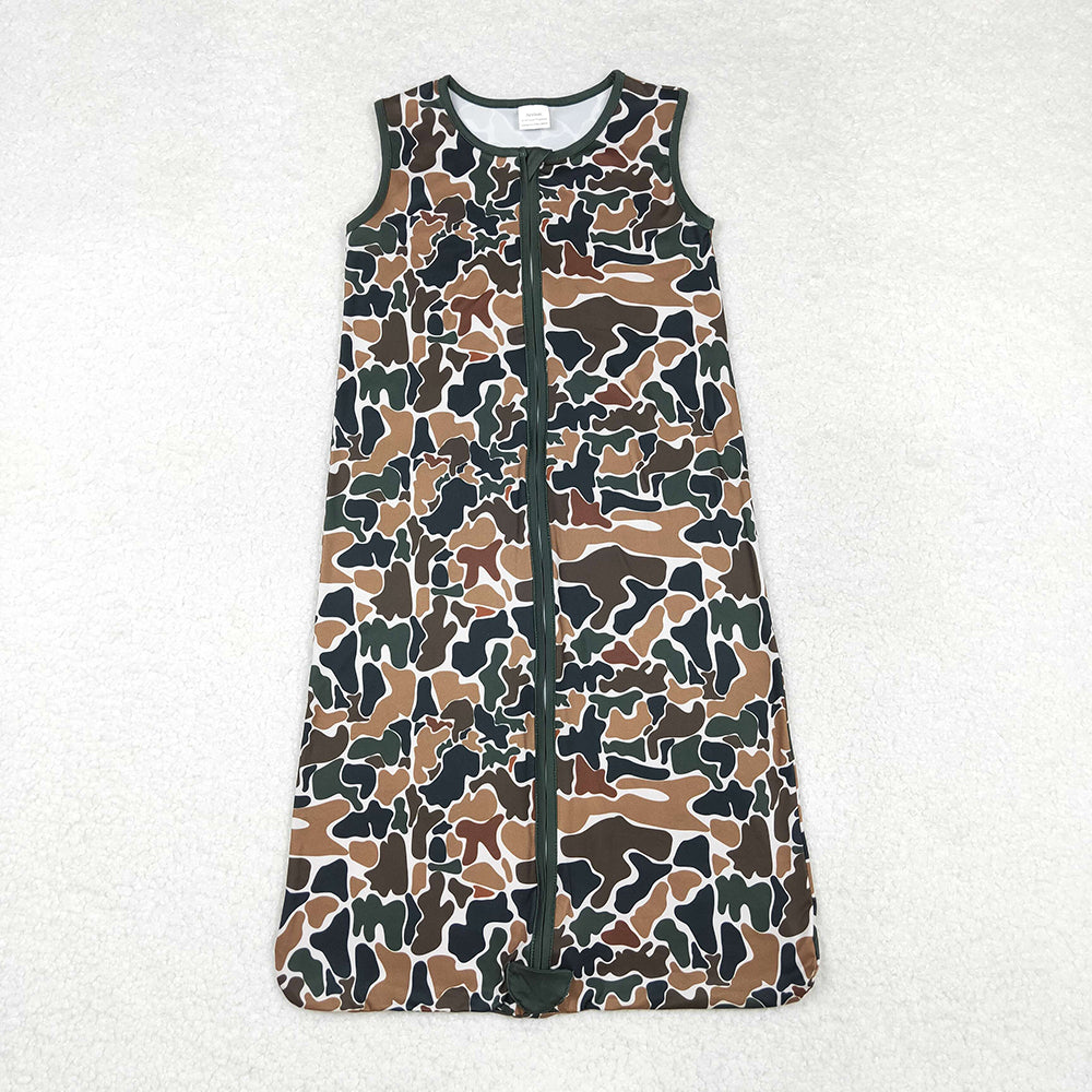 Baby Newborn Fall Camo Brown Zip Gowns