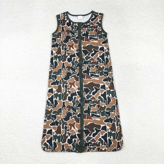 Sibling Baby Newborn Fall Camo Zip Gowns