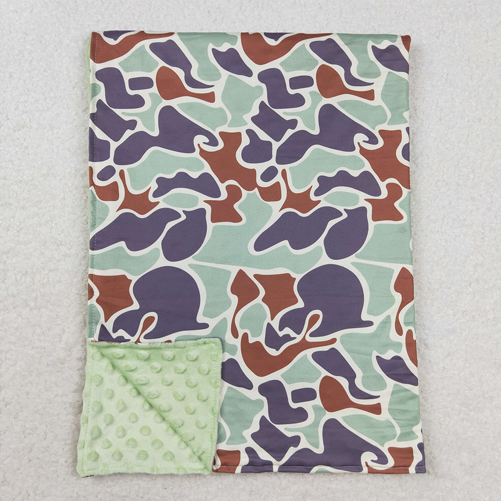 Baby Toddler Children Green Camo Minky Blankets