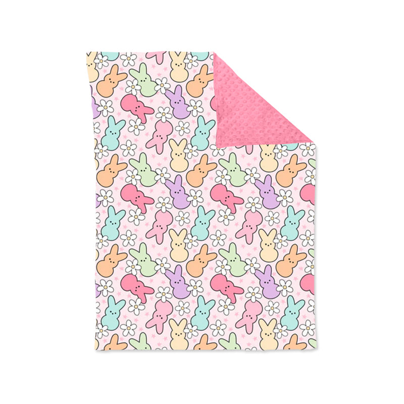 Baby Toddler Children Easter Rabbits Flowers Minky Blankets preorder