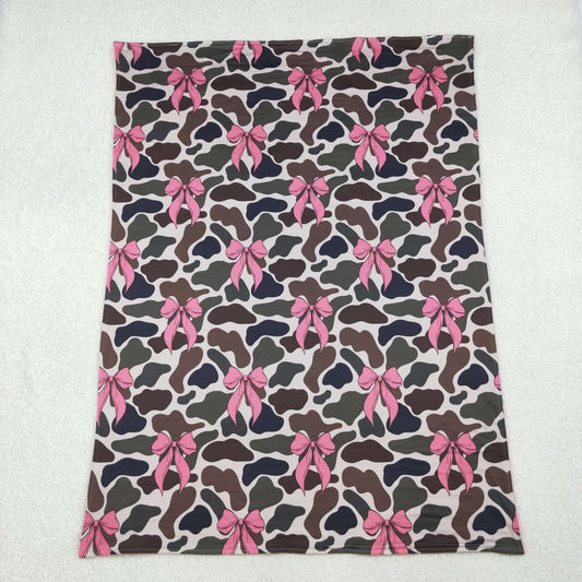 Baby Toddler Children Pink Bows Camouflage Minky Blankets