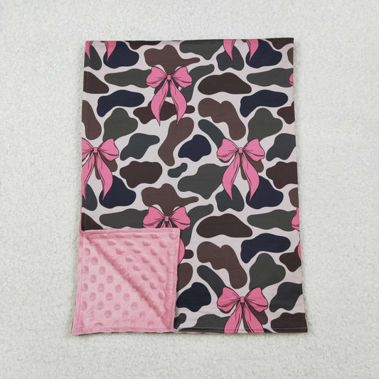 Baby Toddler Children Pink Bows Camouflage Minky Blankets