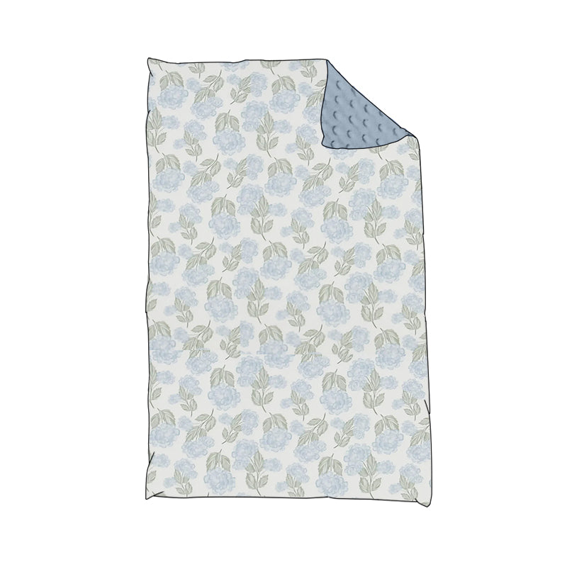 Baby Toddler Girls Blue Flowers Bows Minky Blankets preorder