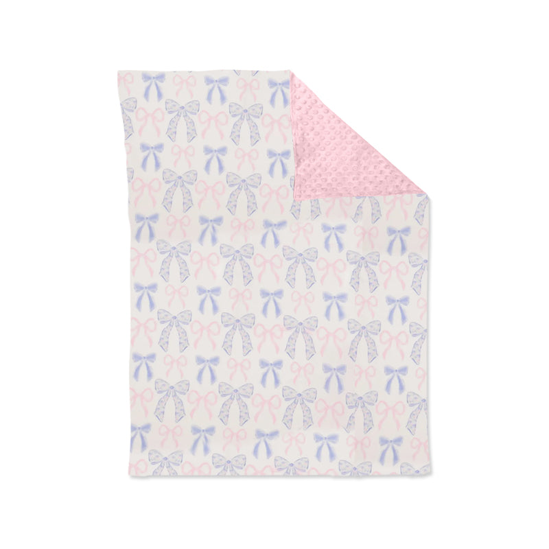 Baby Toddler Girls Pink Blue Bows Minky Blankets preorder