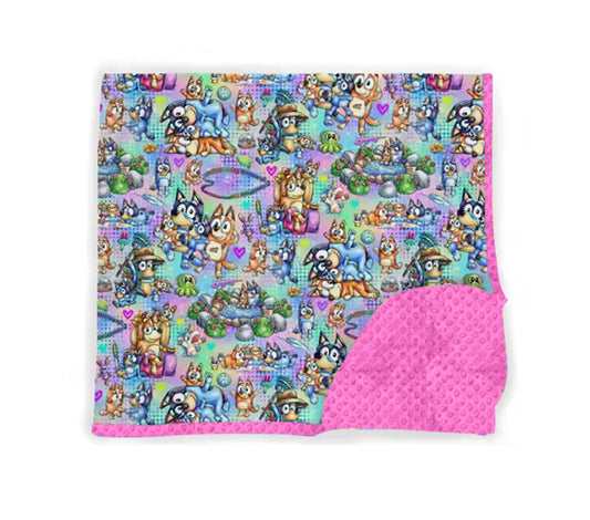 Baby Toddler Girls Cartoon Dogs Purple Minky Blankets preorder