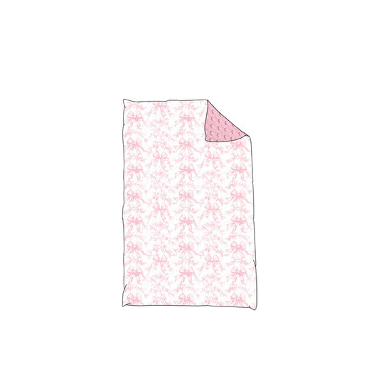 Baby Toddler Girls Girls Pink Bows Minky Blankets preorder