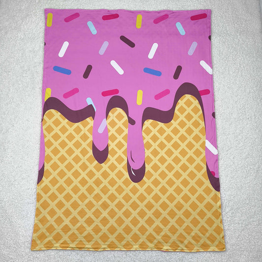 Baby Kids Pink Ice Cream Drips Team Blankets