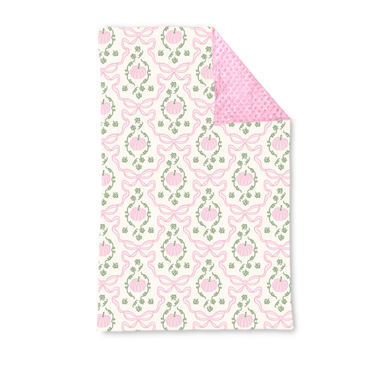 Baby Kids Pink Bows Pumpkins Plaid Fall Blankets Preorder