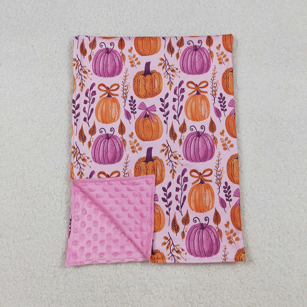 Baby Kids Hot Pink Bows Pumpkins Plaid Fall Blankets