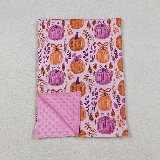 Baby Kids Hot Pink Bows Pumpkins Plaid Fall Blankets