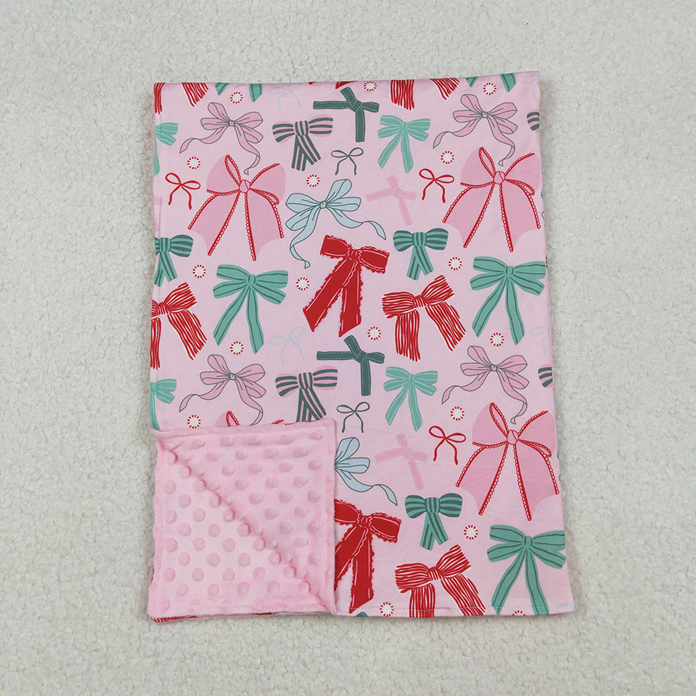 Baby Kids Girls Pink Green Bows Plaid Christmas Blankets
