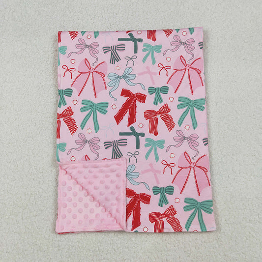 Baby Kids Girls Pink Green Bows Plaid Christmas Blankets
