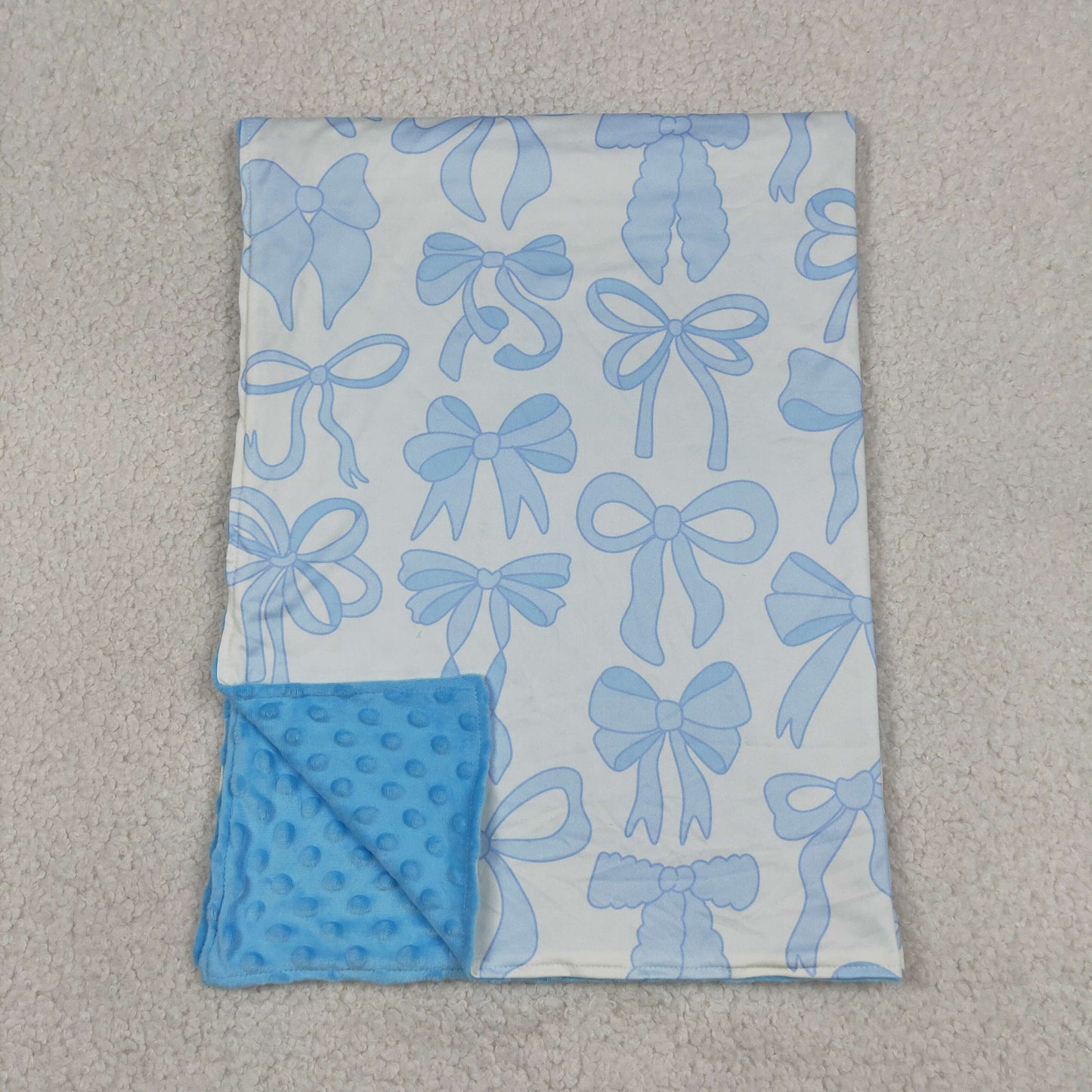 Baby Kids Light Blue Bows Plaid Blankets