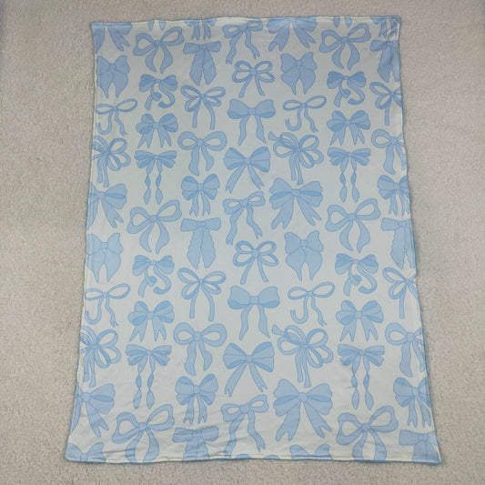 Baby Kids Light Blue Bows Plaid Blankets