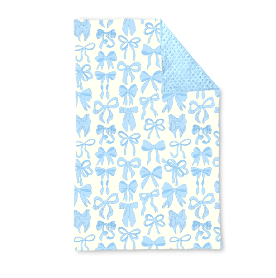 Baby Kids Light Blue Bows Plaid Blankets Preorder