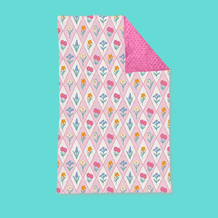 Baby Kids Flowers Checked Blankets Preorder
