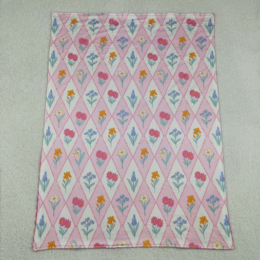 Baby Kids Colorful Flowers Checked Blankets