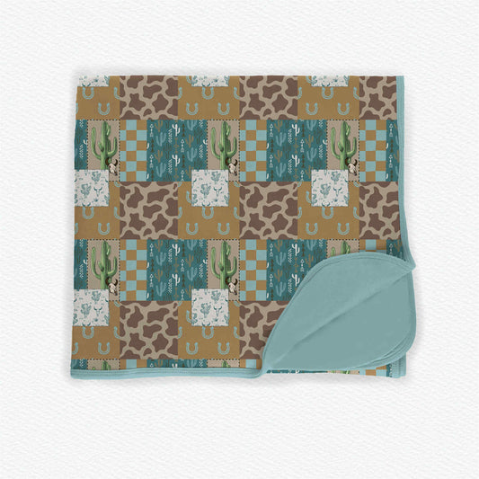 Baby Kids Cactus Cow Print Checked Western Blankets Preorder