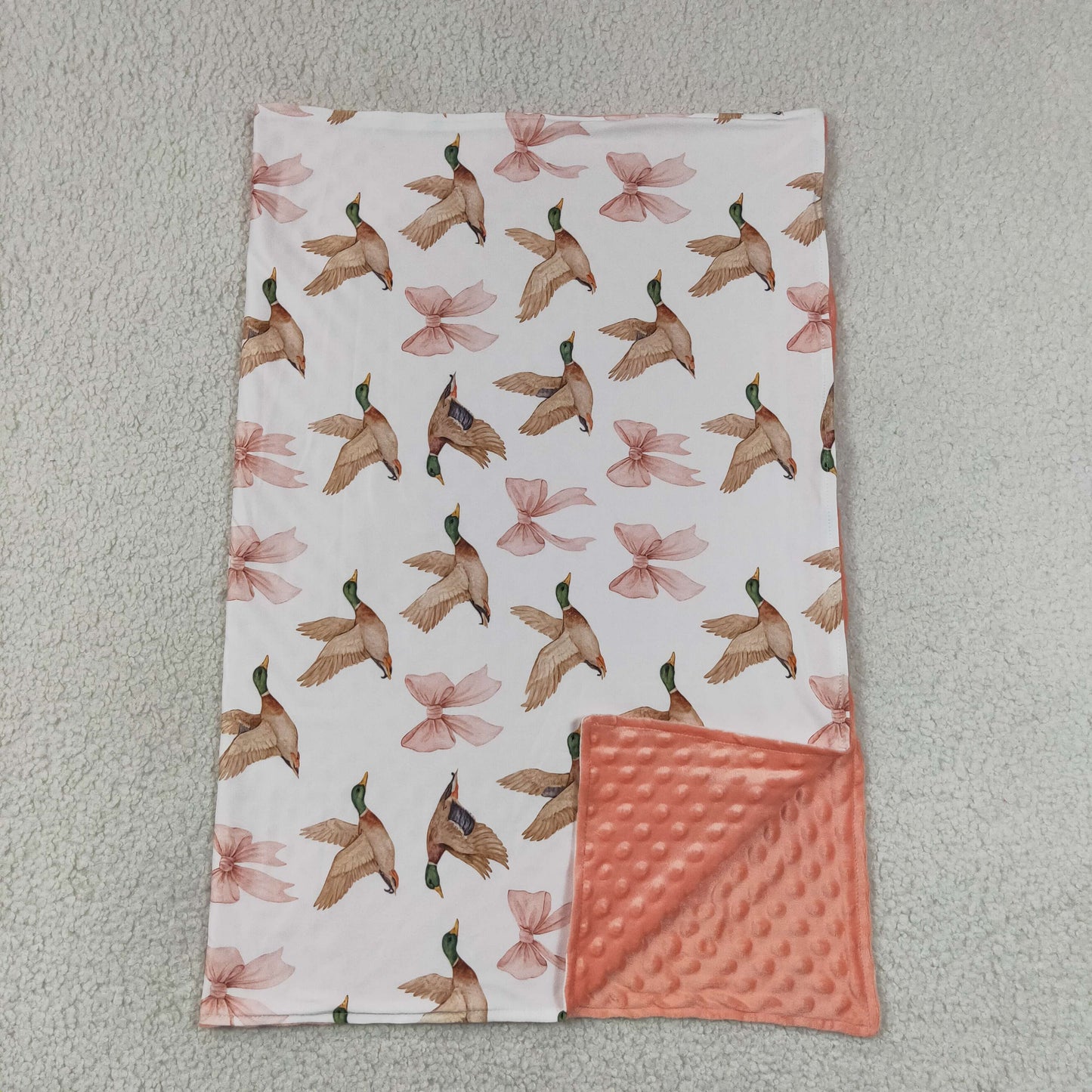 Baby Girls Pink Bows Ducks Blankets