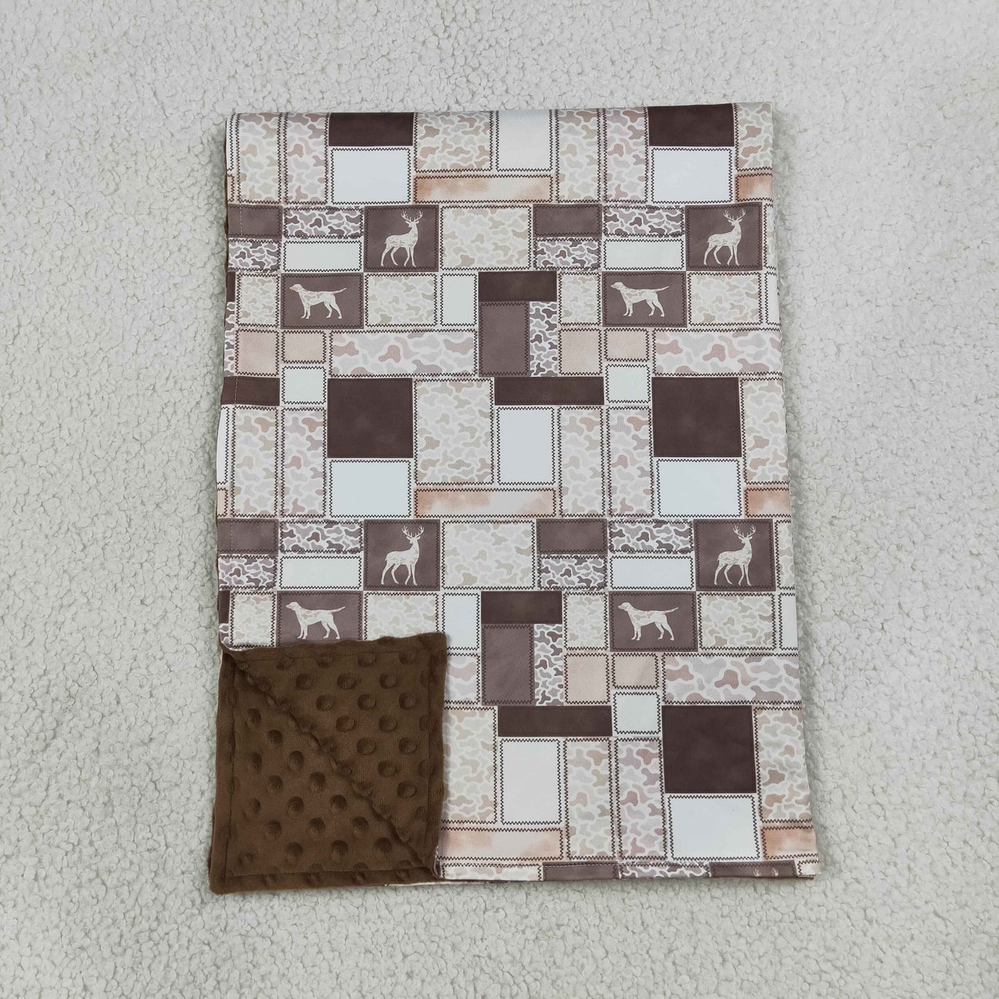 Sibling Baby Boys Deer Ducks Camo Checked Hunting Zip Rompers Blanket