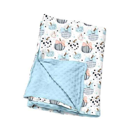 Preorder moq 5 Baby Girls Polka Dots Bows Pumpkins Fall Blankets