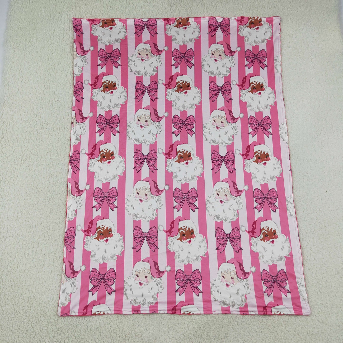Baby Girls Pink Stripe Bows Santa Christmas Blankets