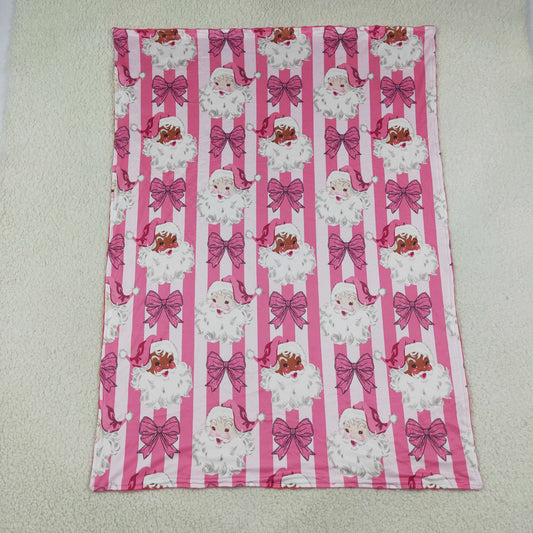 Baby Girls Pink Stripe Bows Santa Christmas Blankets