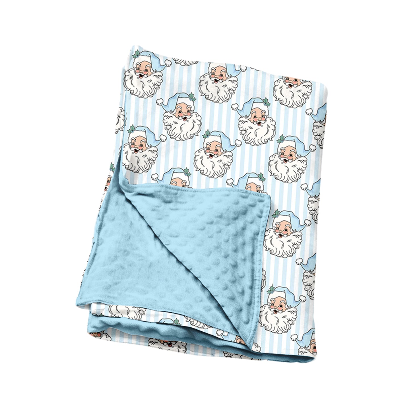Preorder moq 5 Baby Boys Blue Stripe Santa Christmas Blankets