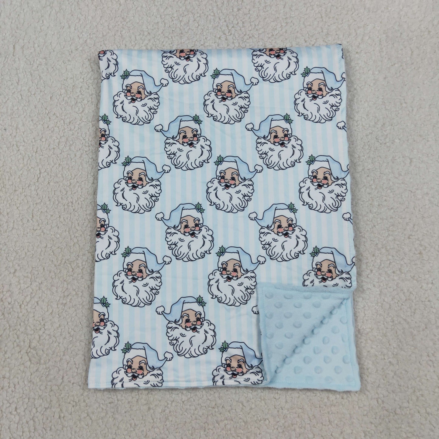 Baby Boys Blue Stripe Santa Christmas Blankets