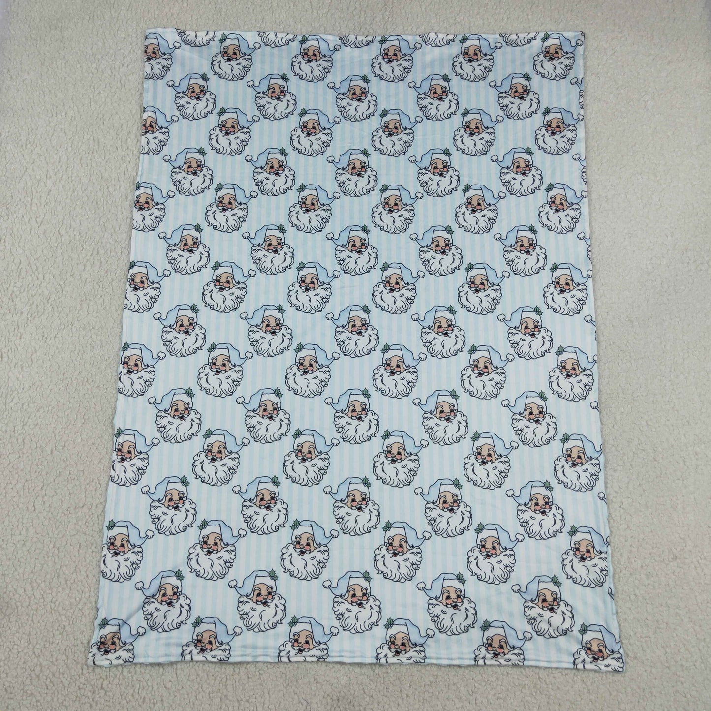 Baby Boys Blue Stripe Santa Christmas Blankets