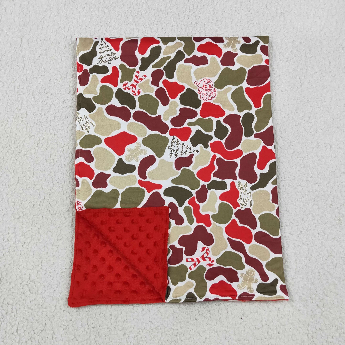 Preorder moq 5 Baby Boys Deer Candy Cane Camo Christmas Blankets