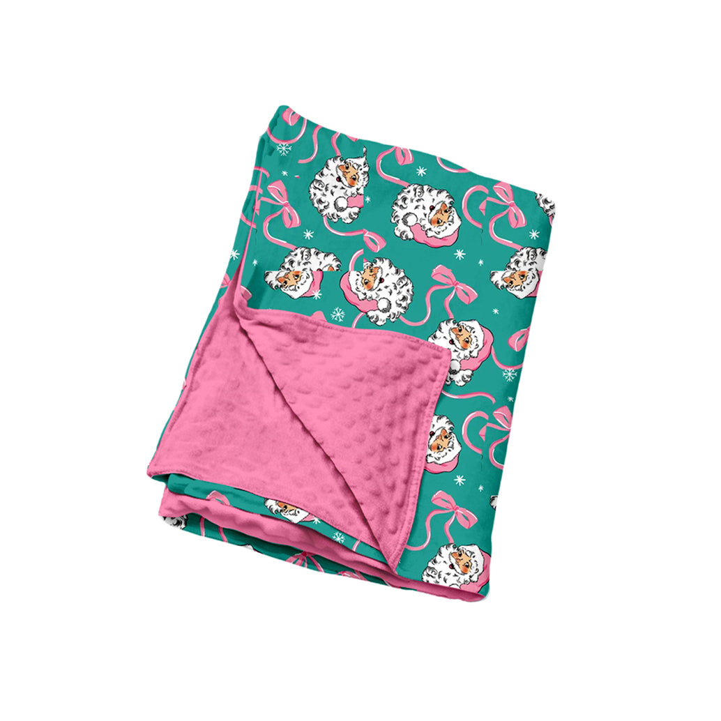 Preorder moq 5 Baby Girls Bows Santa Snowflakes Christmas Blankets