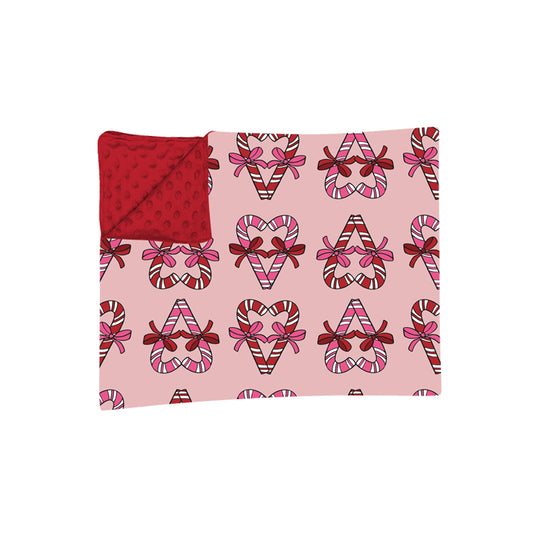 Preorder moq 5 Baby Girls Bows Candy Cane Christmas Blankets