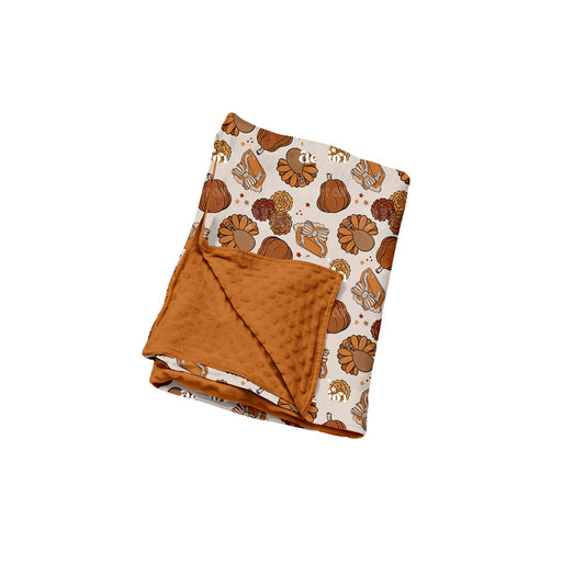 Preorder moq 5 Baby Girls Flowers Turkey Thanksgivings Blankets